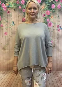 Cashmere Mix Round Neck Knit in Neutrals