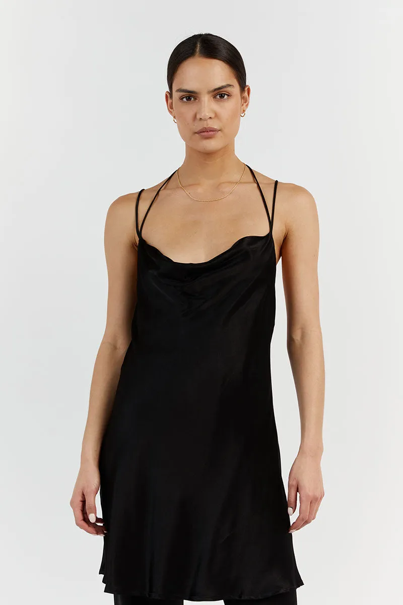 CHARLI BLACK SATIN STRAP TUNIC