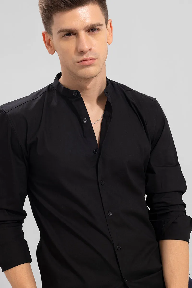 Chinese Collar Black Shirt