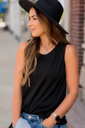 Cinched Shoulder Accent Tank