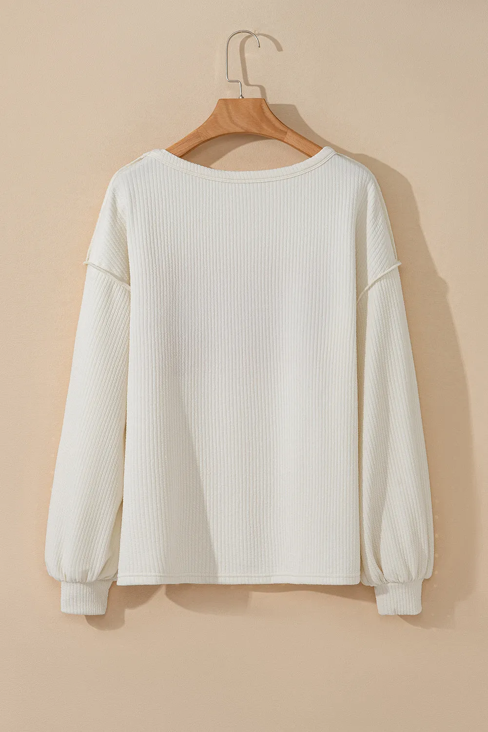 Corded Exposed Seam Knit Patchwork Drop Sleeve Top