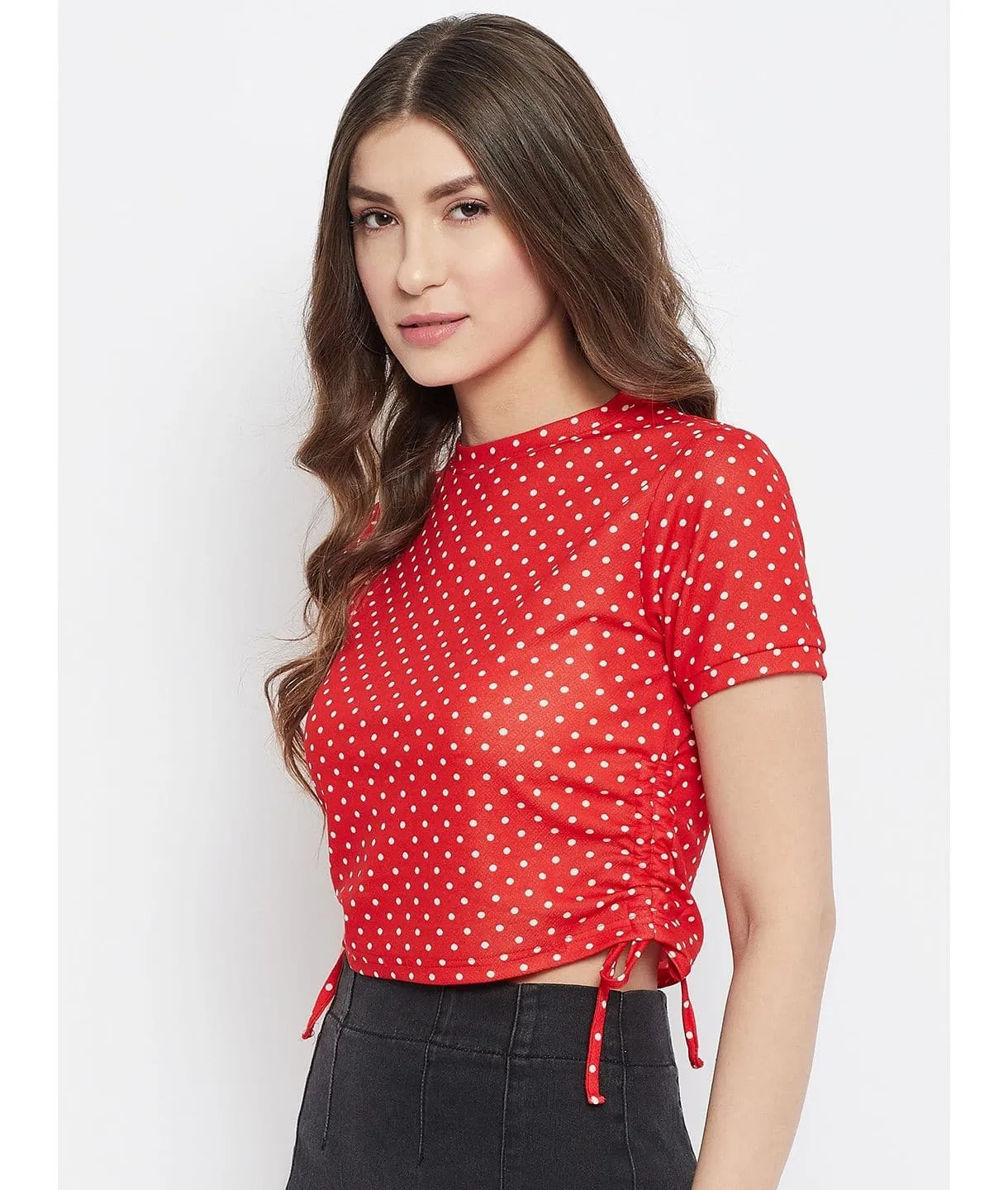 Cotton Stretchable Side Drawstring Crop Top