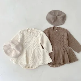 Cozy Cable Knit Jumper Dress Romper for Girls