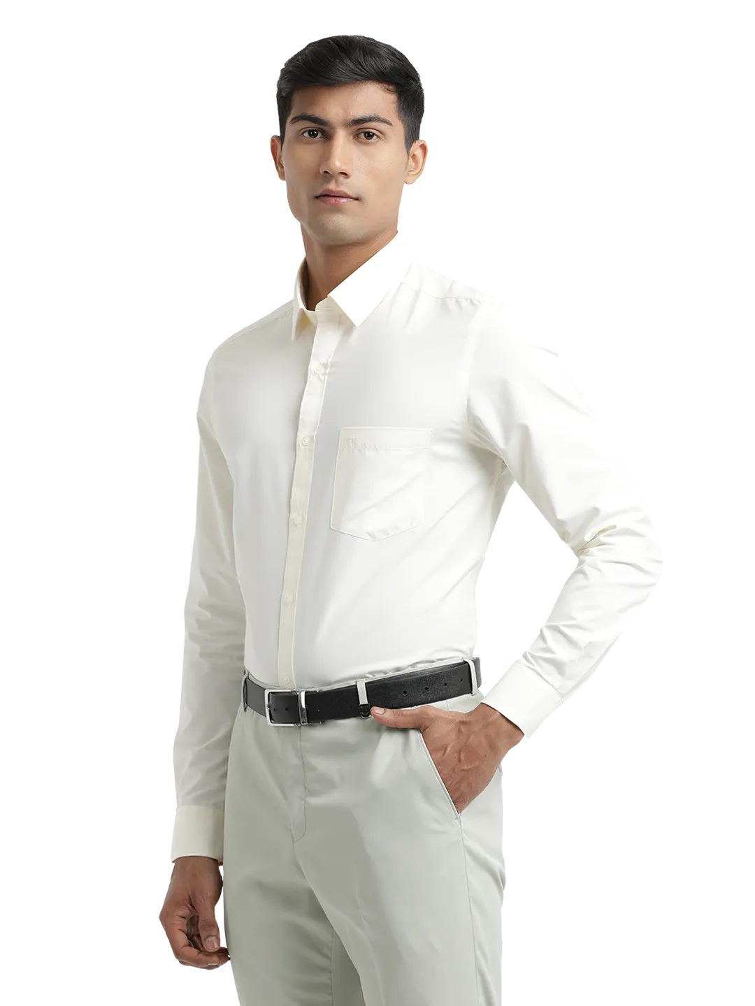 Cream Formal Core Solid Shirt - ENCLAVE_CREAM