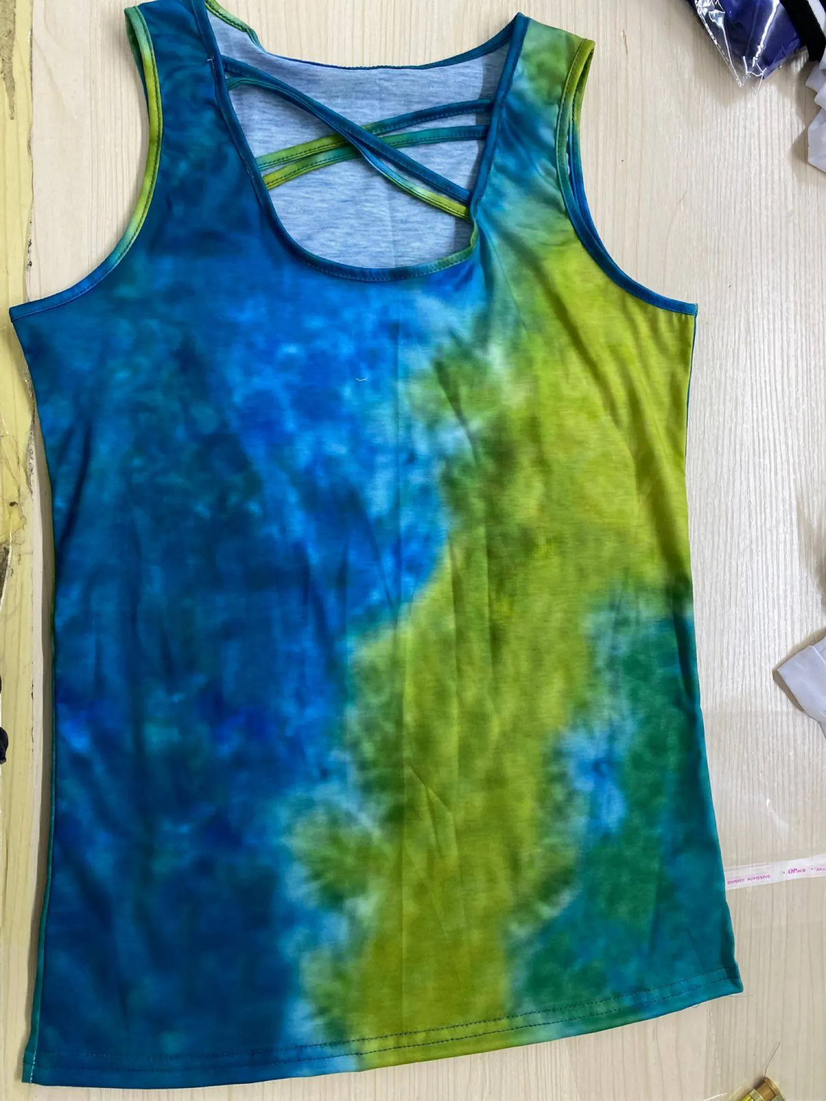 Crisscross tie-dye tanks - Navy/Pink or Turquoise/Lime