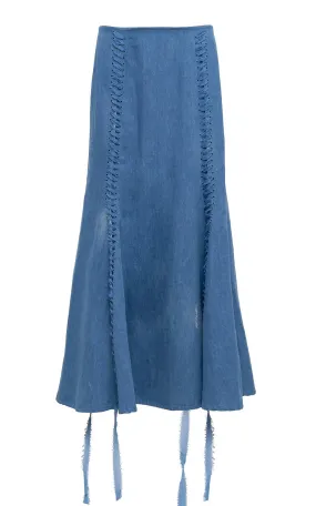 Dion Laces Maxi Skirt in Light Blue Recycled Cotton Linen