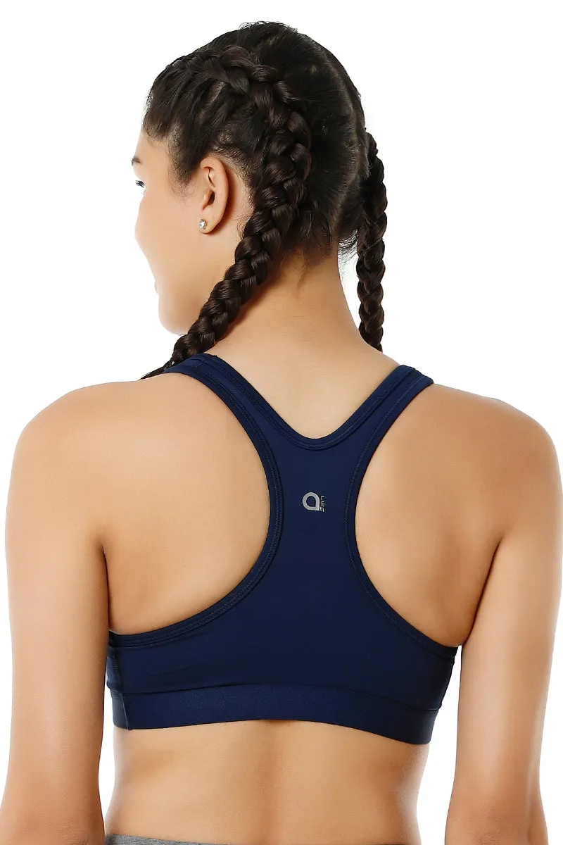 Energize Medium Impact Round Neck Sports Bra - Pageant Blue