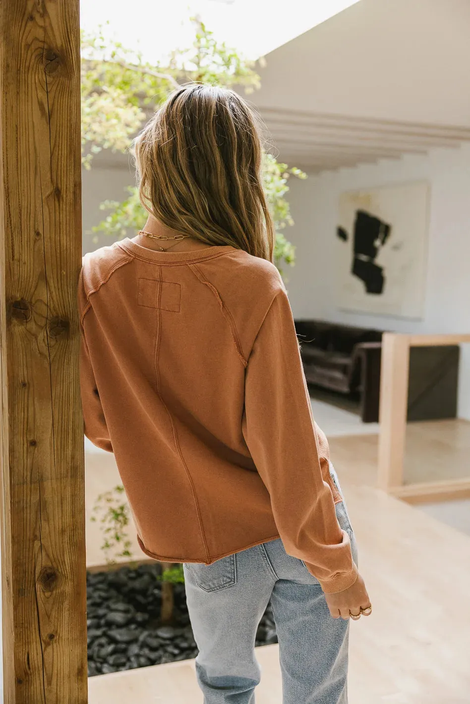 Exposed Seam Sweatshirt in Clay