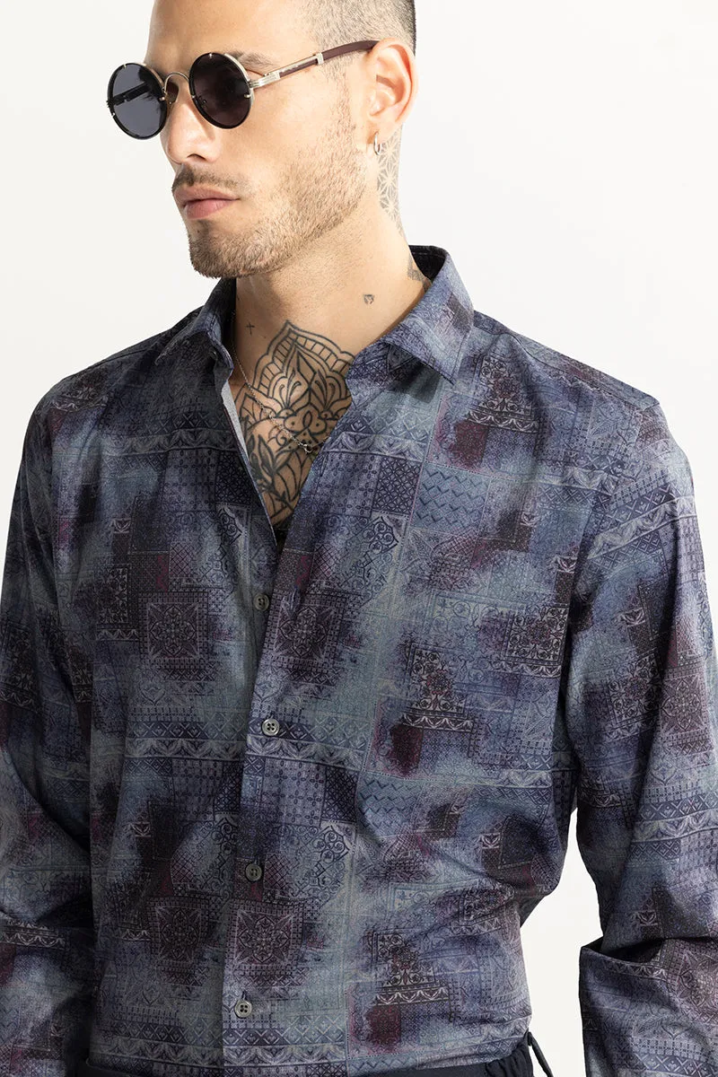 Faded Motif Square Grey Shirt