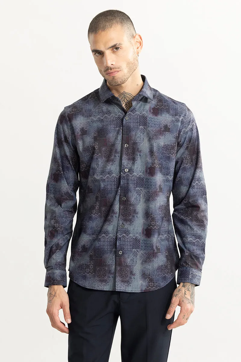 Faded Motif Square Grey Shirt