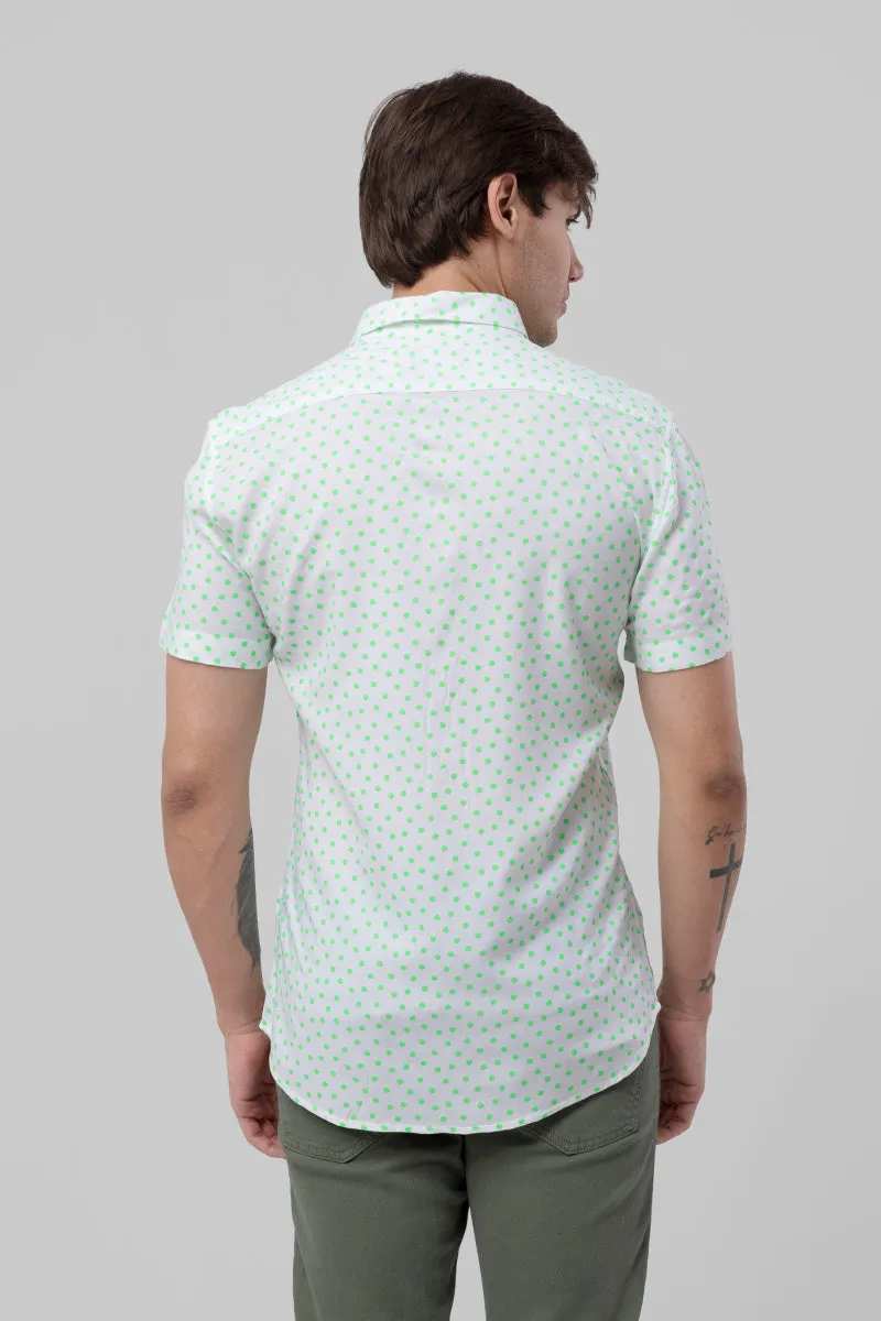 Fluorescence Polka Green Shirt