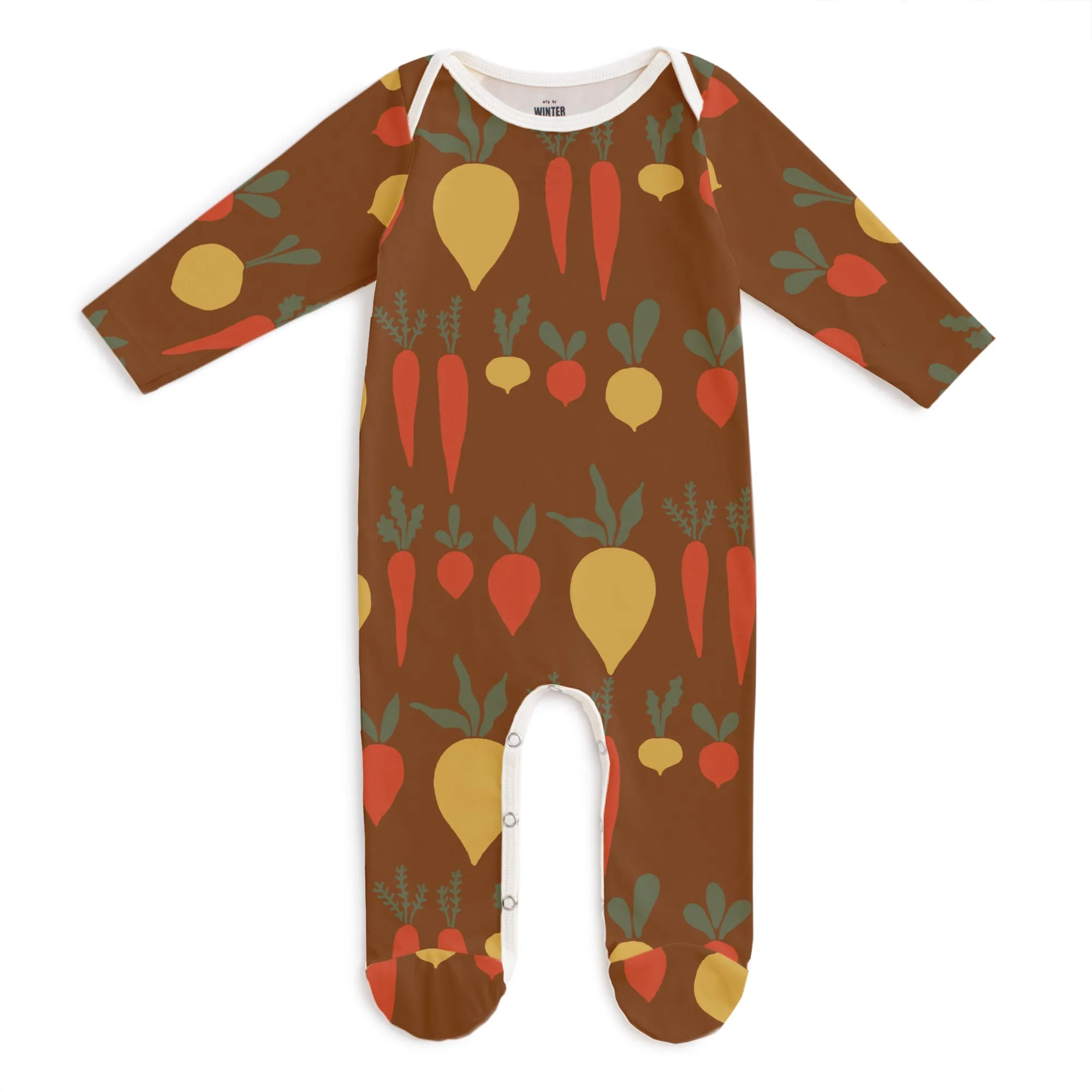 Footed Romper - Root Vegetables Chestnut