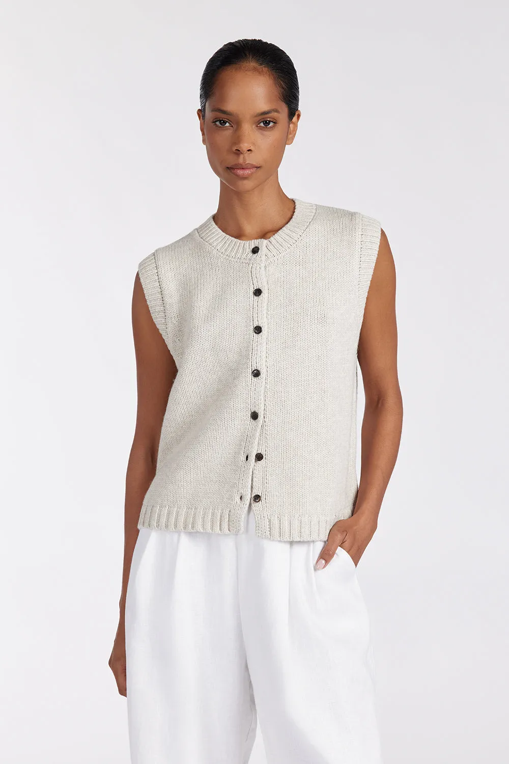 FOSTER CHALK KNIT VEST