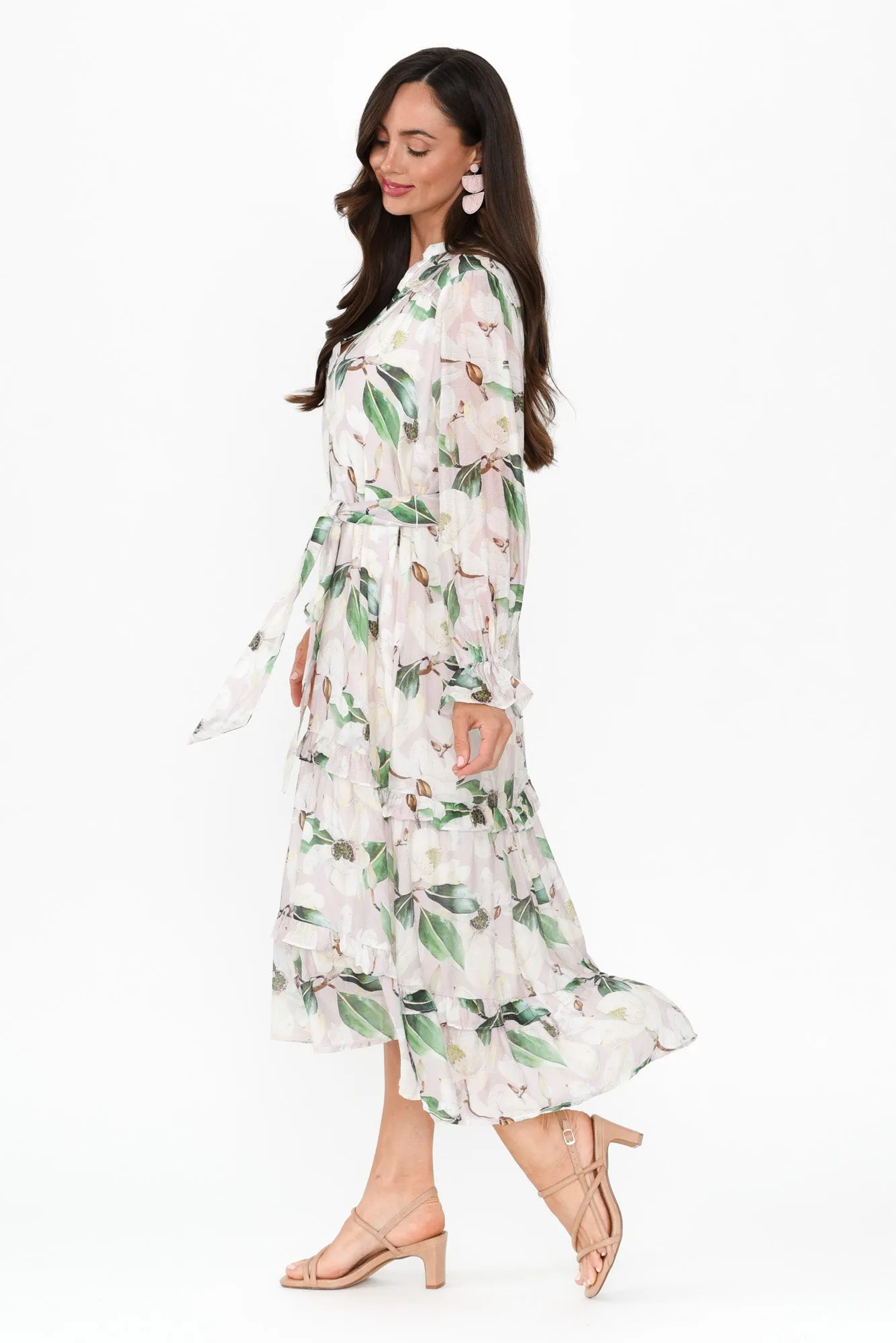 Frances White Floral Frill Dress