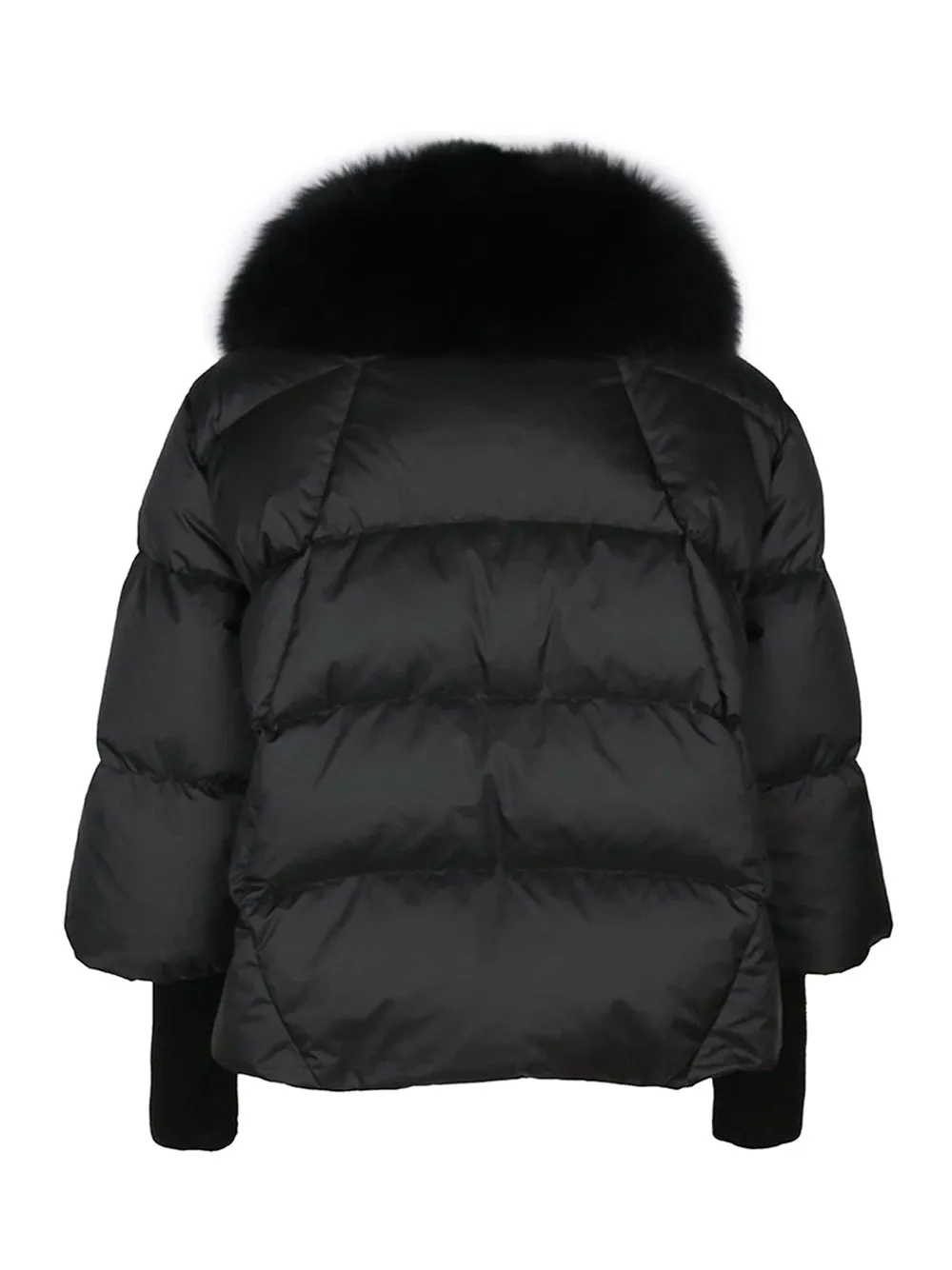 Fur Trim Puffer Jacket in Black