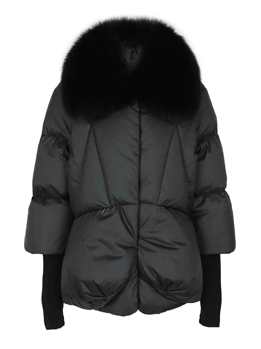 Fur Trim Puffer Jacket in Black