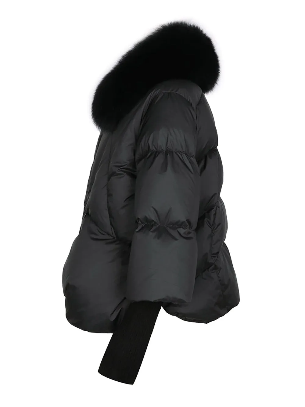 Fur Trim Puffer Jacket in Black