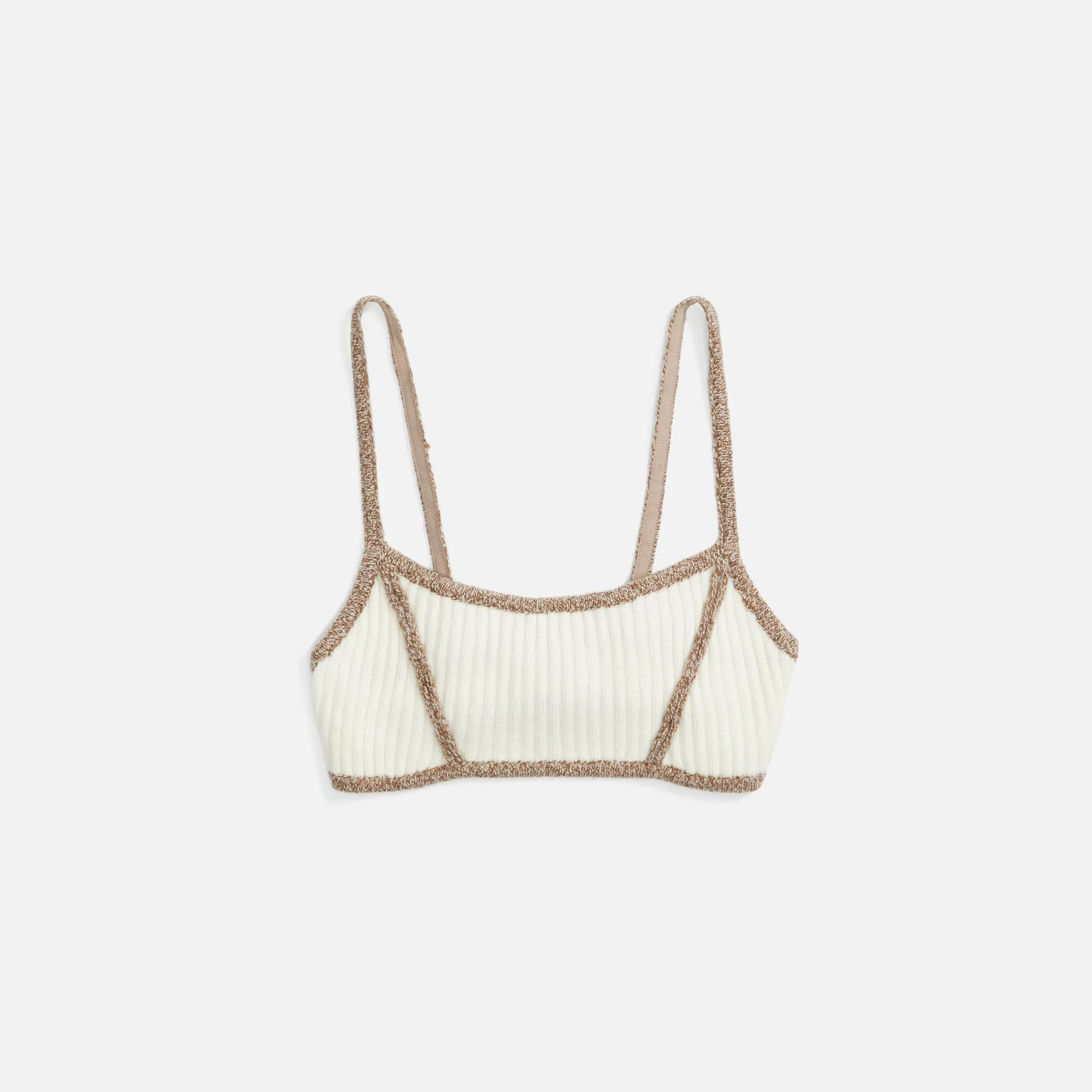 GUIZIO Knit Exposed Seam Bra - Cream