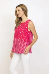 Habitat Sale, 33201 Mixed Side Button Tank, Rose 50% Off Regular Price