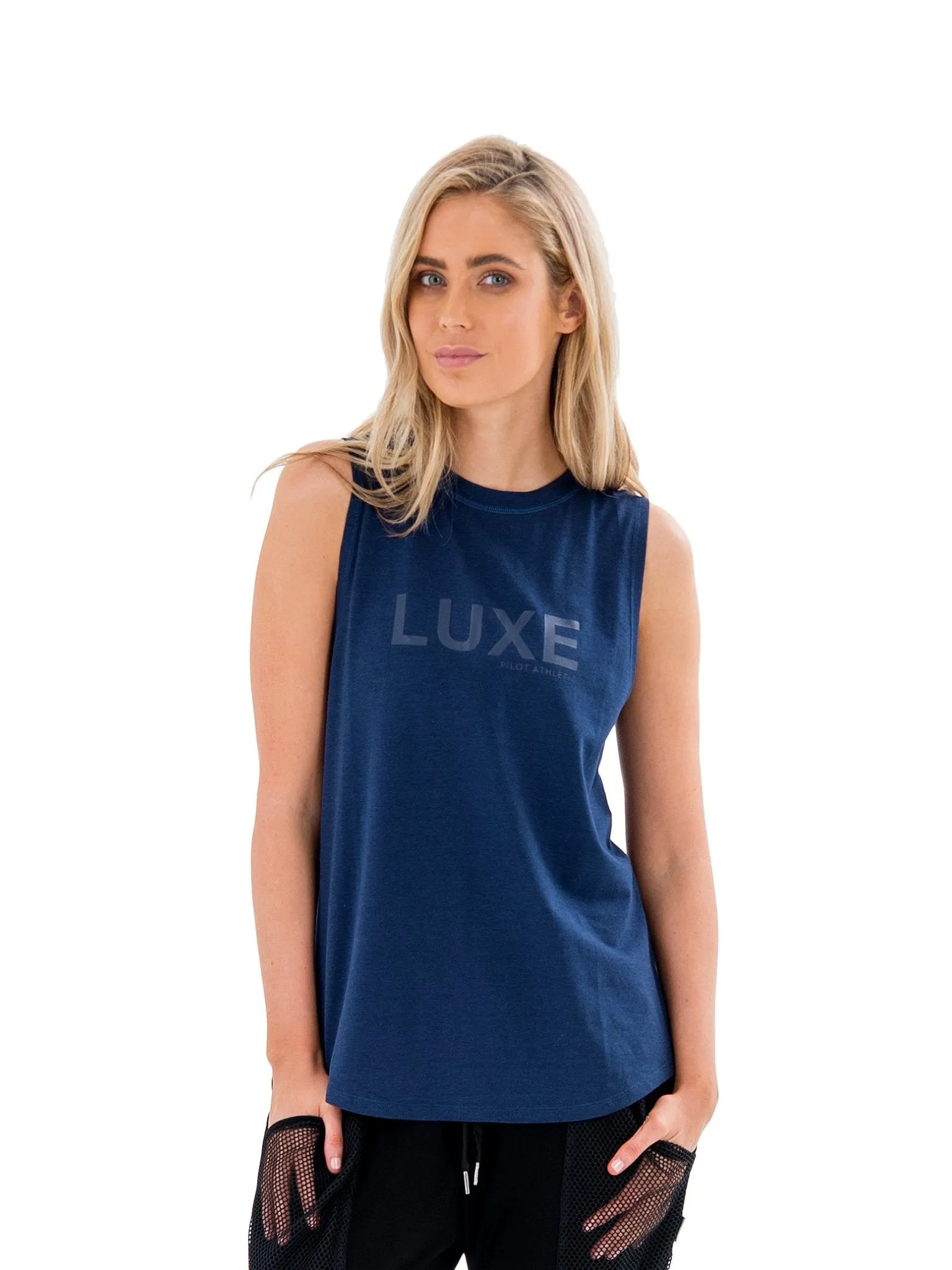 HARKNESS LUXE MUSCLE TEE - BLUE