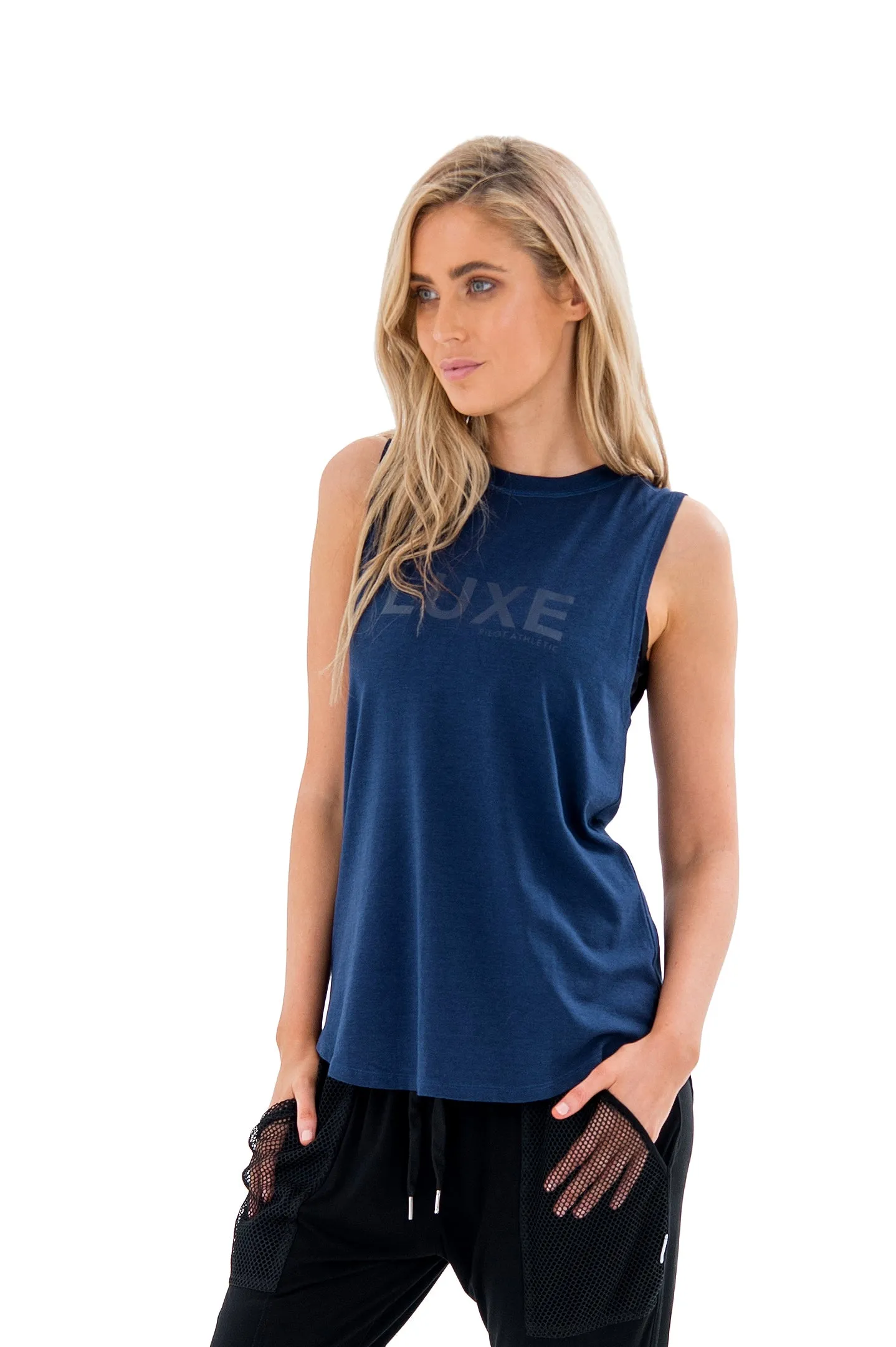 HARKNESS LUXE MUSCLE TEE - BLUE