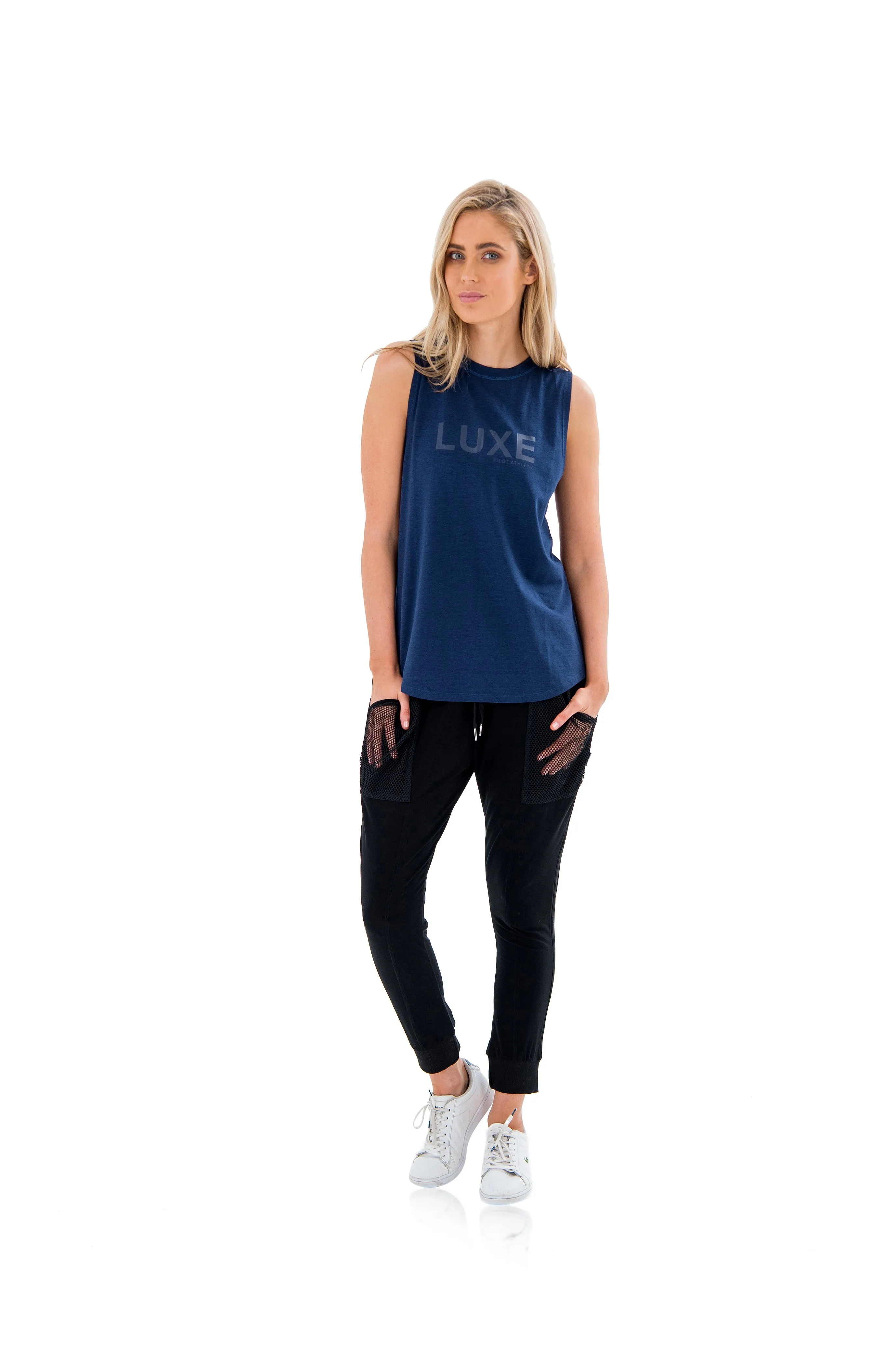 HARKNESS LUXE MUSCLE TEE - BLUE