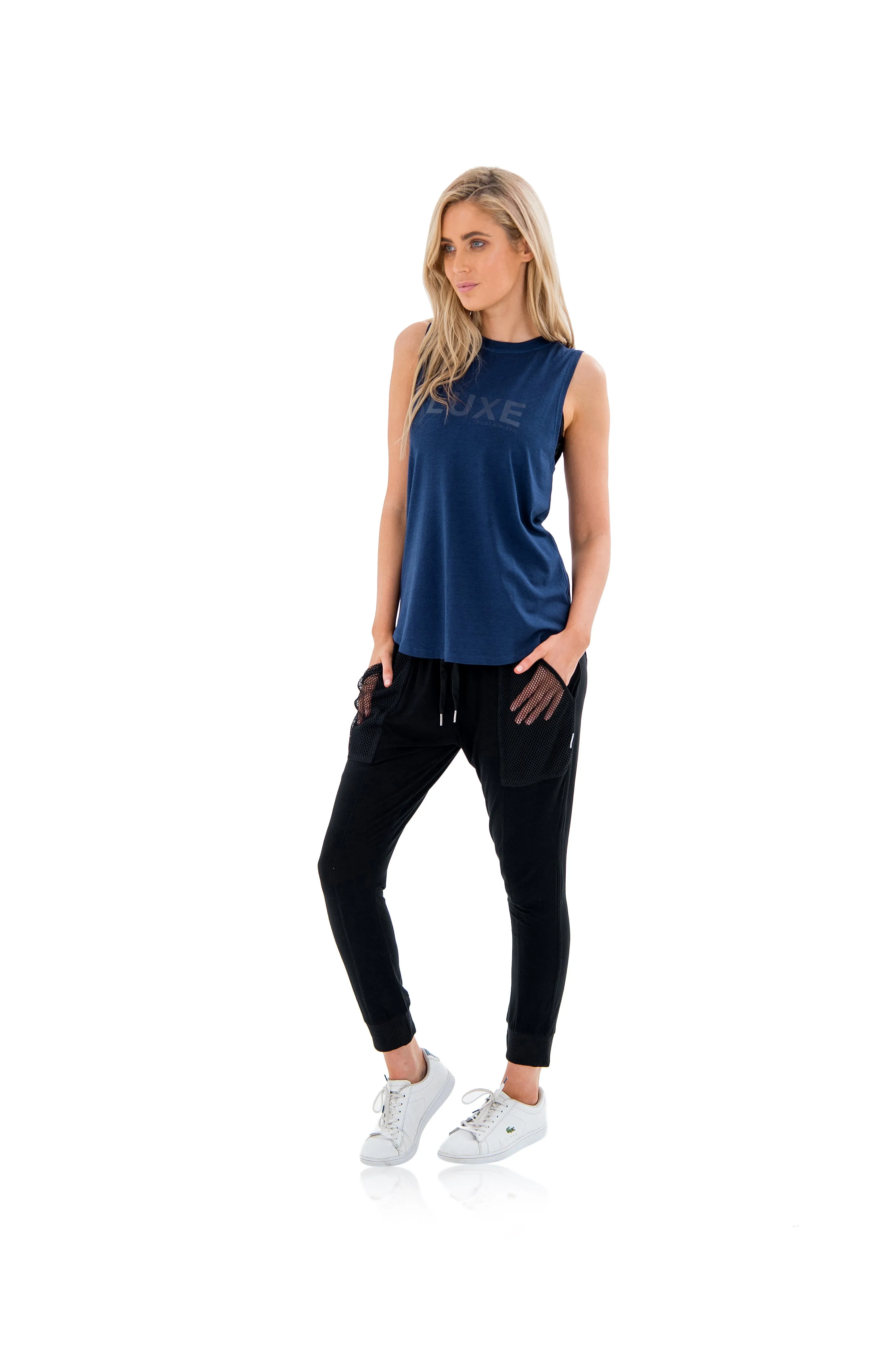 HARKNESS LUXE MUSCLE TEE - BLUE