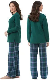 Heritage Plaid Thermal-Top Women's Pajamas - Pet & Owner