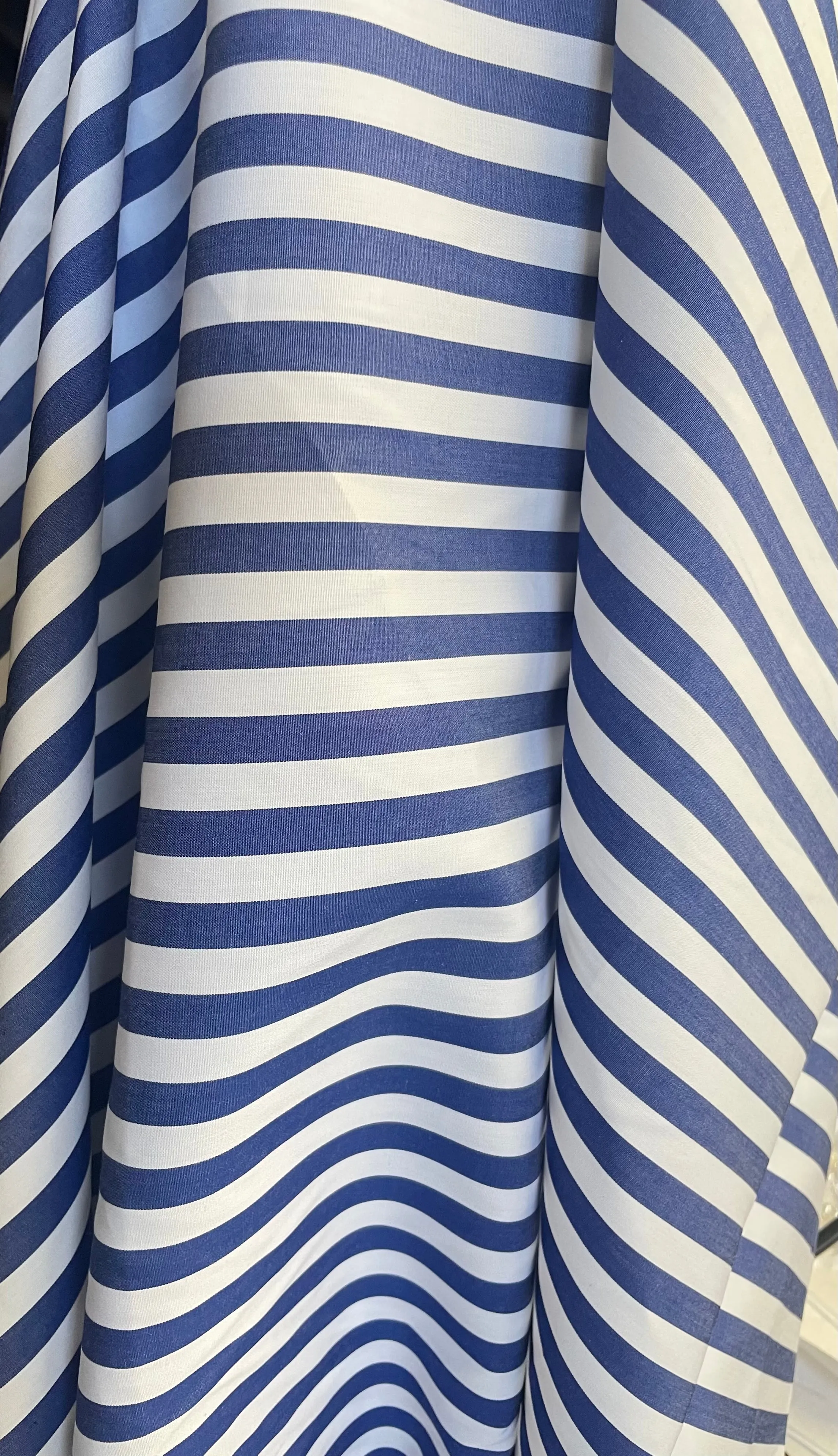 Italian Stripe Cotton Shirting - Washed Blue & White