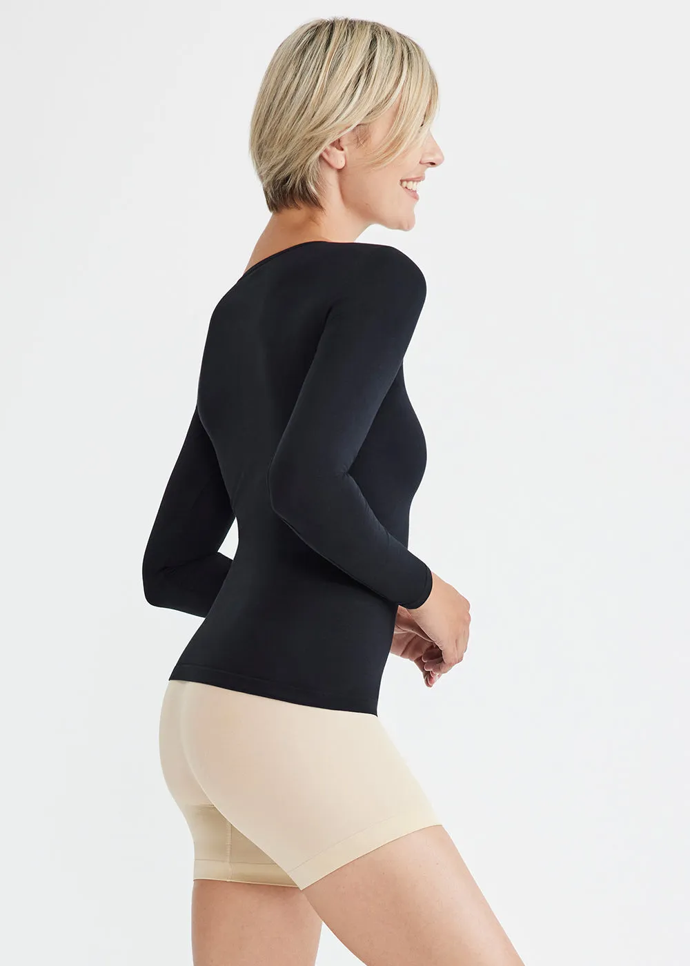 Karlie Long Sleeve Shaping Top - Cotton Seamless