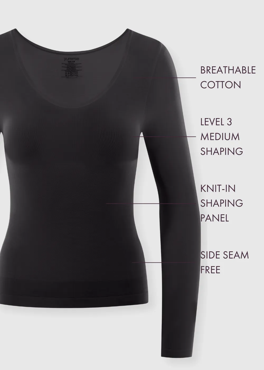 Karlie Long Sleeve Shaping Top - Cotton Seamless