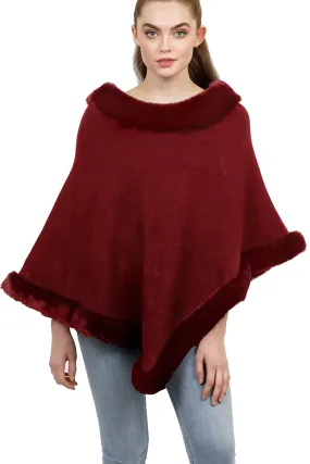 Kendra Poncho w/ Faux Fur Trim