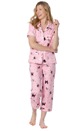 Kitty In Pair Short Sleeve Button-Front Pajamas