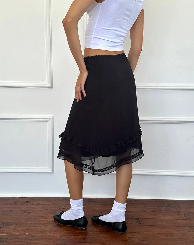 Lenuta Chiffon Midi Skirt in Black