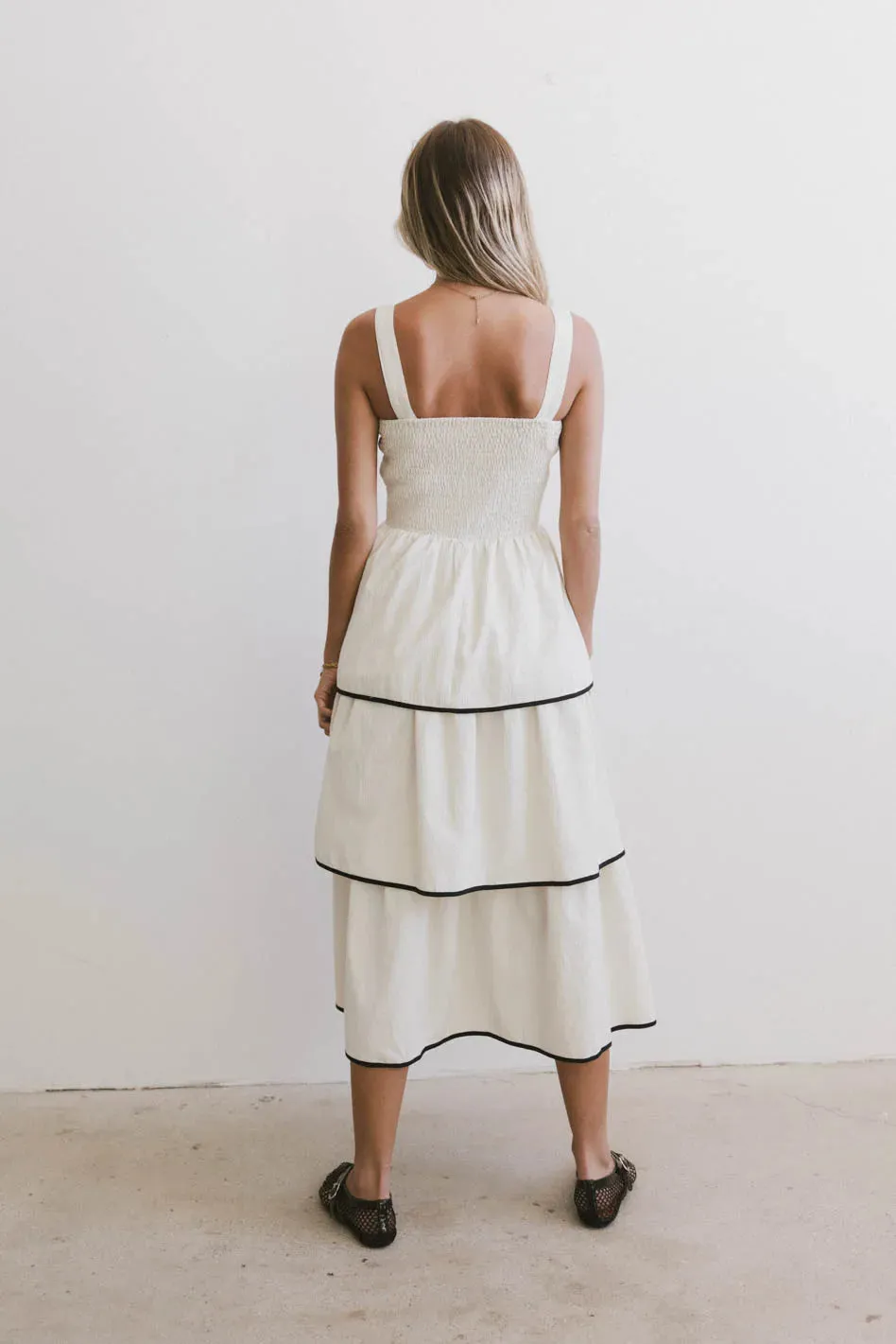 Liza Contrast Trim Dress in Cream