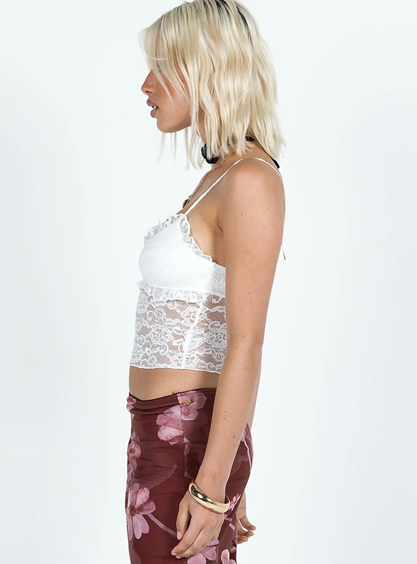 Lucano Lace Cami Top White