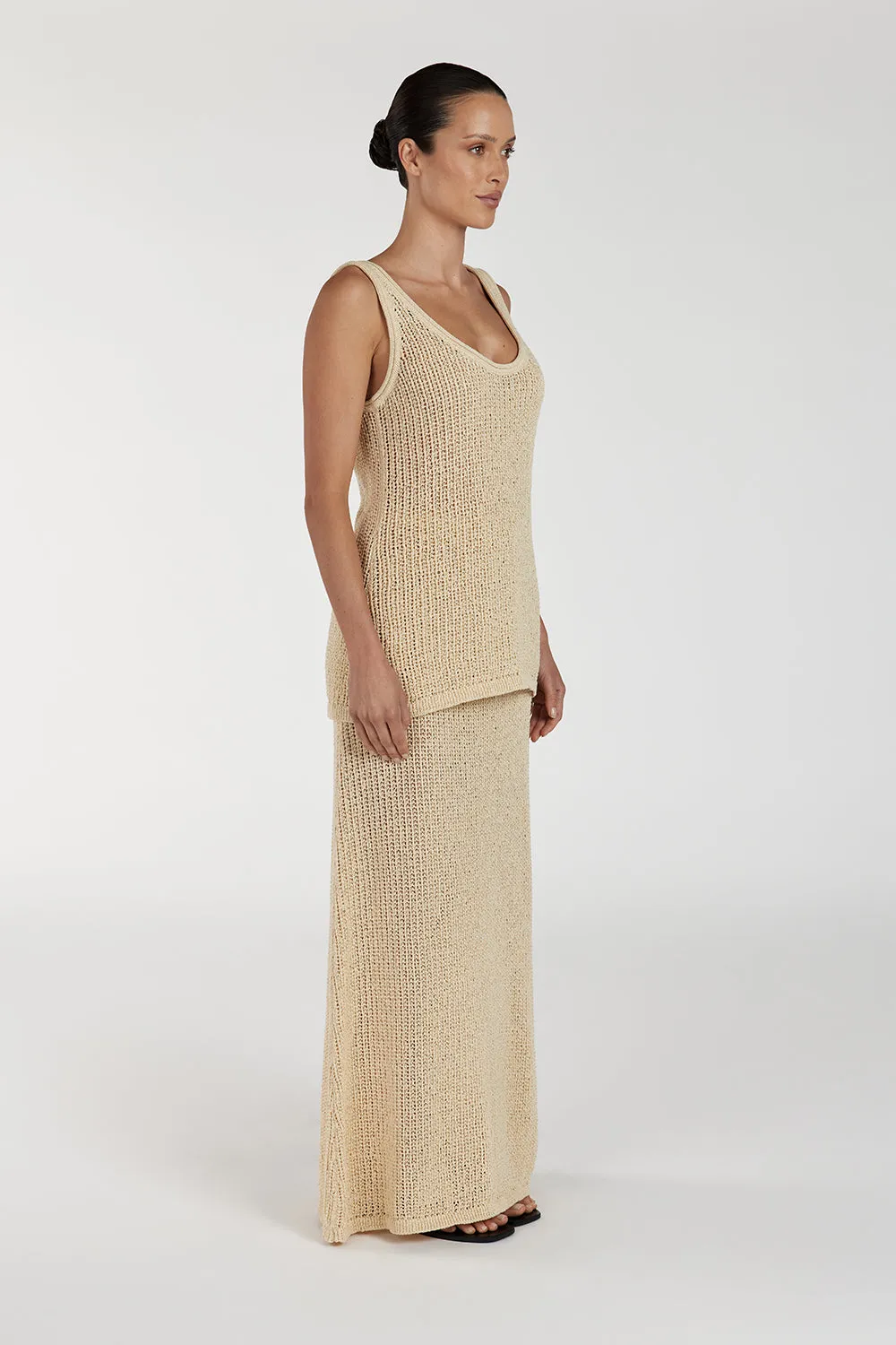 MARGOT WHEAT SCOOP CROCHET TANK