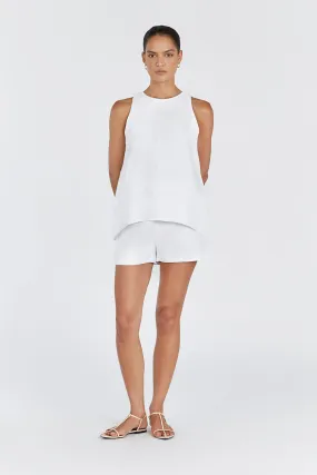 MEG WHITE LINEN SMOCK TOP