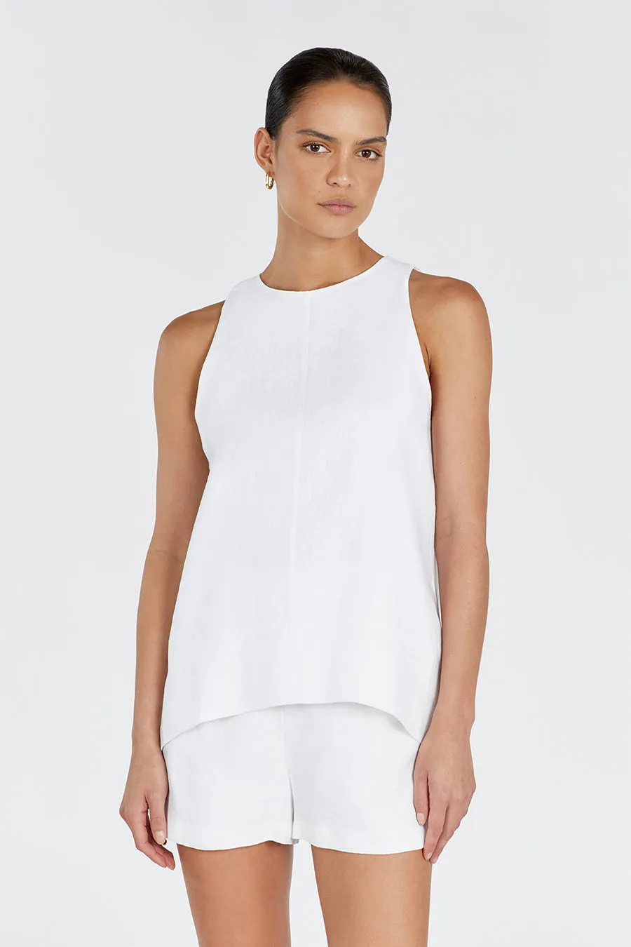 MEG WHITE LINEN SMOCK TOP