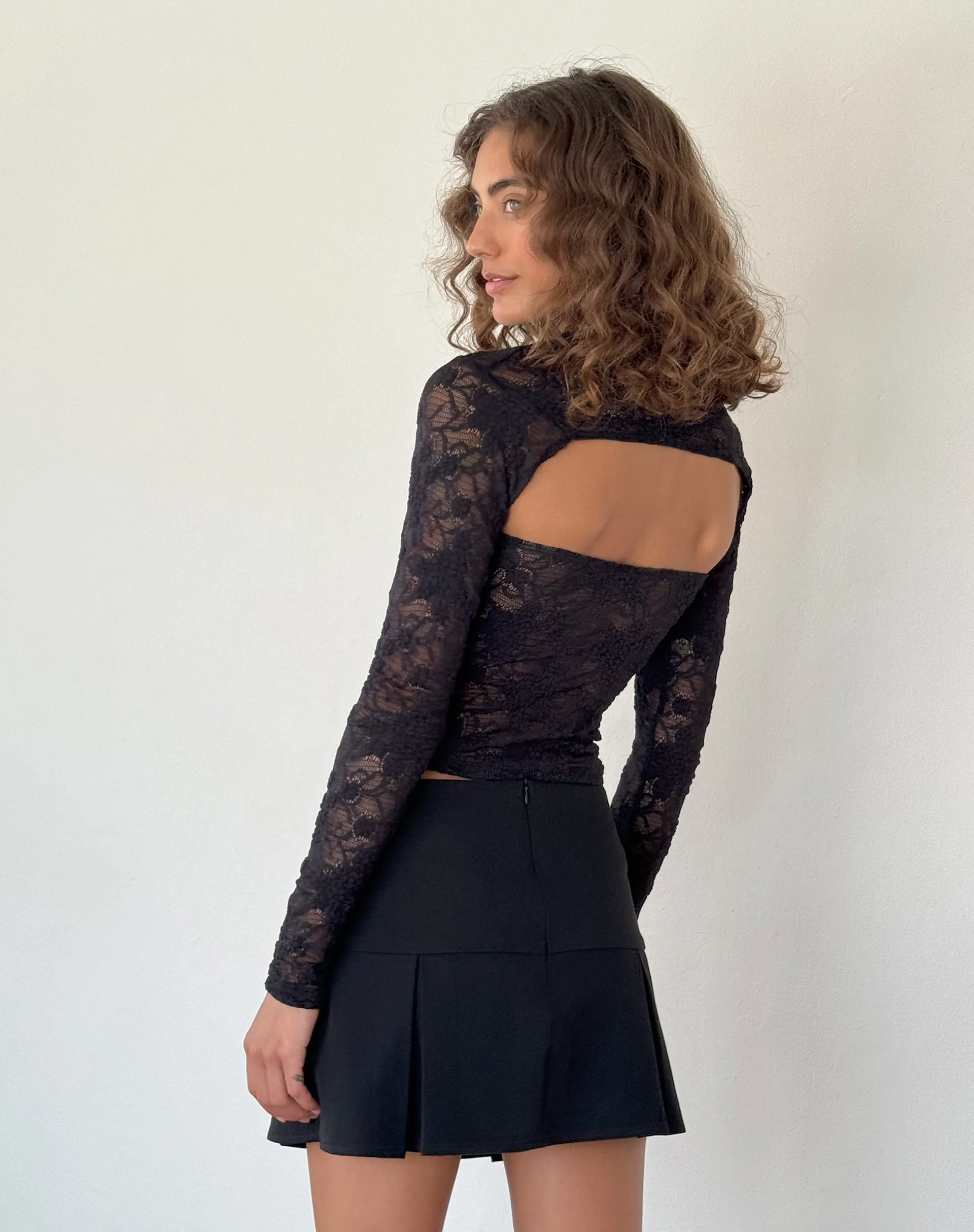 Melvina Bandeau Top and Shrug Set in Lace Black