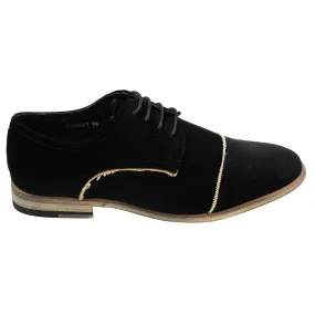 Mens Velvet Feel Shoes Blue Black Laced Smart Casual