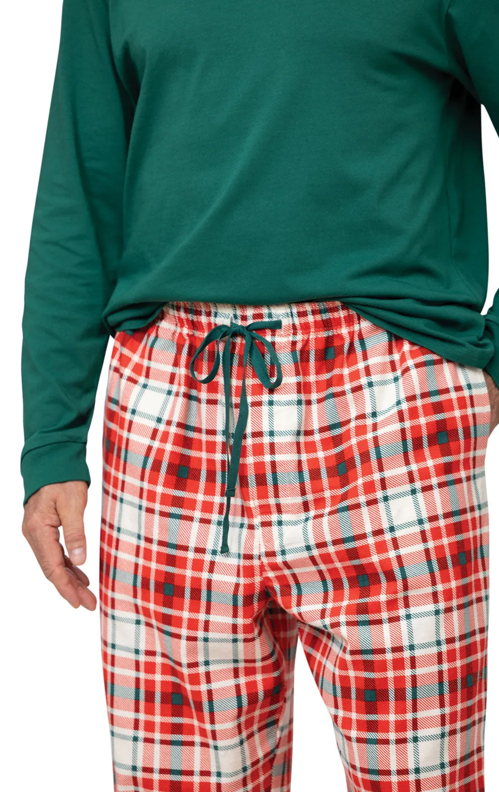 Modern Plaid Pullover Mens Pajamas - Pet & Owner