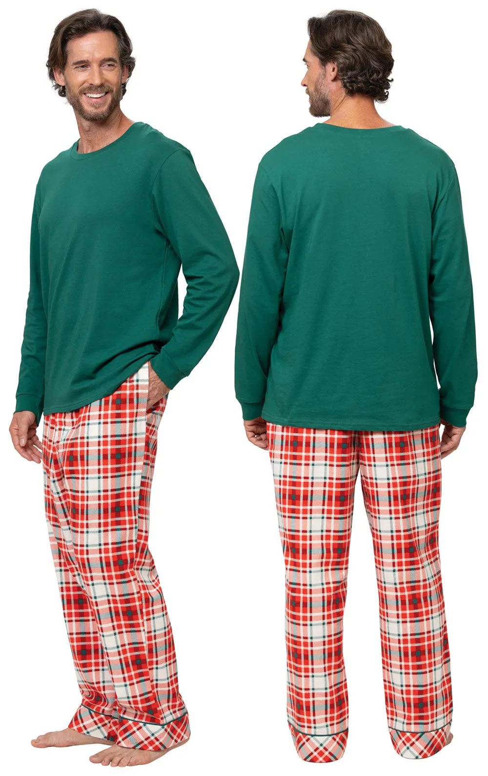 Modern Plaid Pullover Mens Pajamas - Pet & Owner