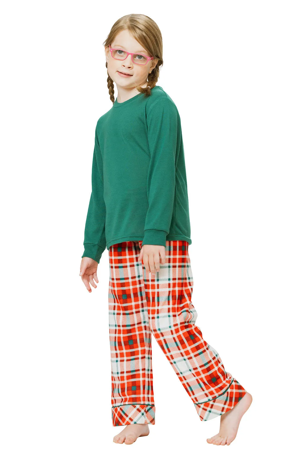 Modern Plaid Pullover Unisex Kids Pajamas - Family Set