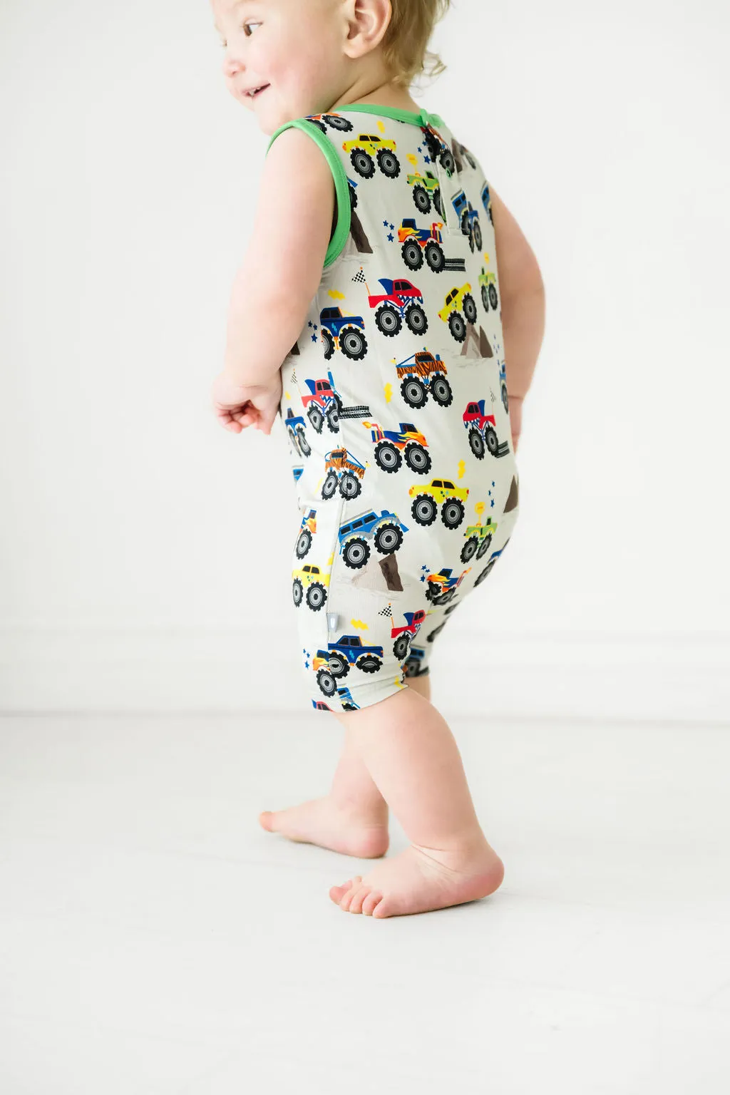 Monster Trucks Sleeveless Shortie Romper