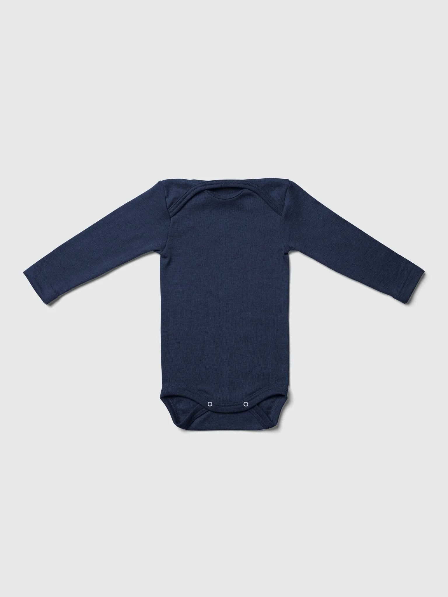 organic merino wool and silk long-sleeved onesie in navy - baby/toddler