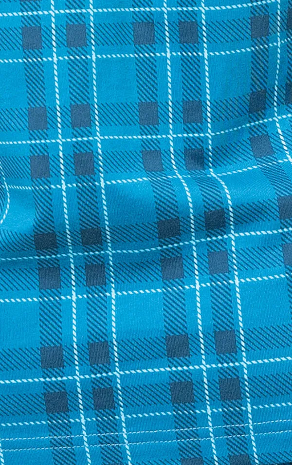 Plaid Jersey Button-Front Pajamas