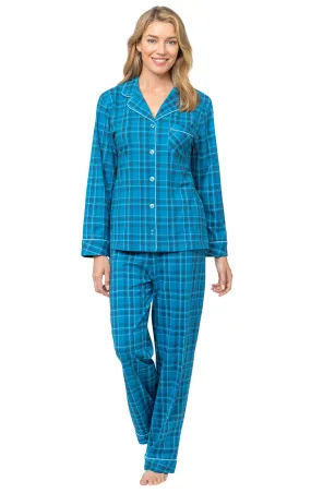 Plaid Jersey Button-Front Pajamas