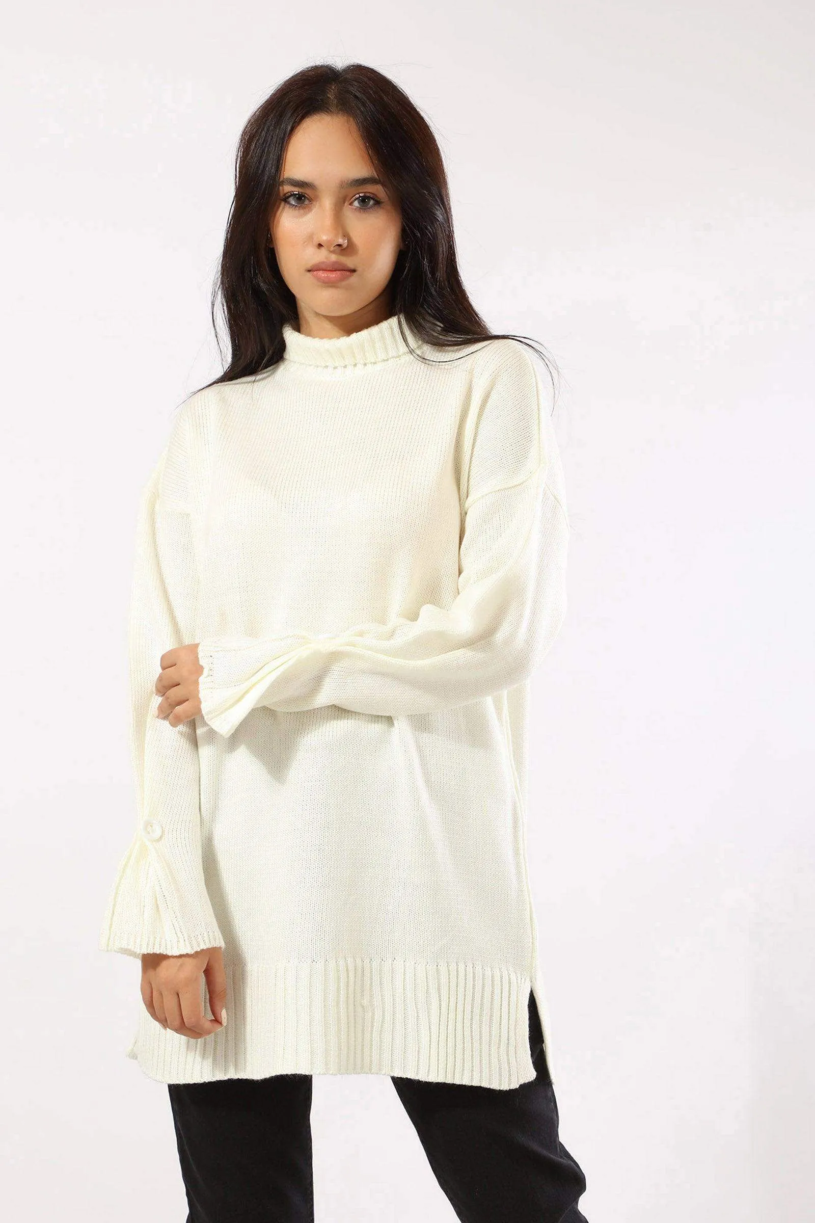 Plain Pullover with Ribbed Trim