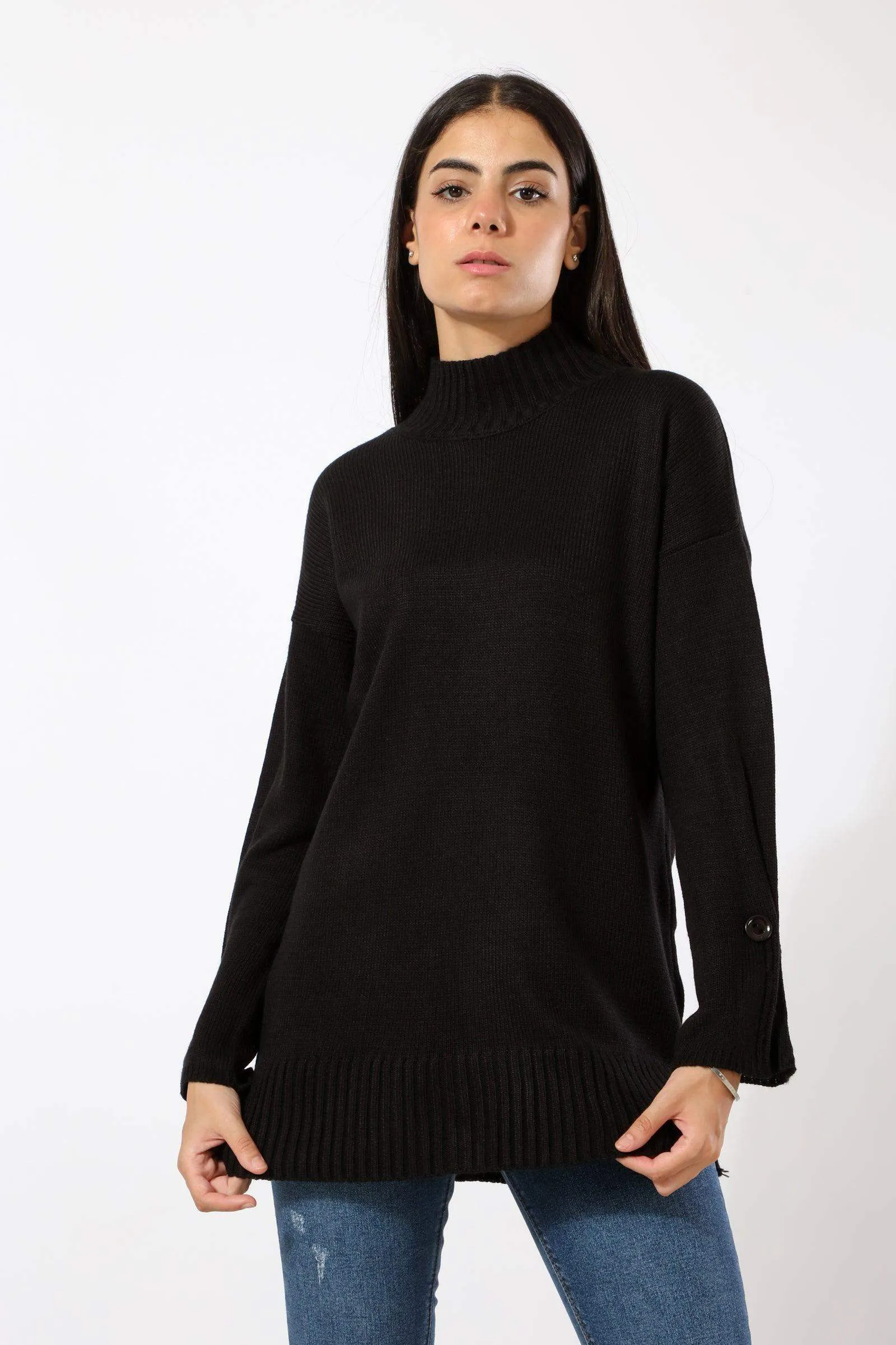 Plain Pullover with Ribbed Trim